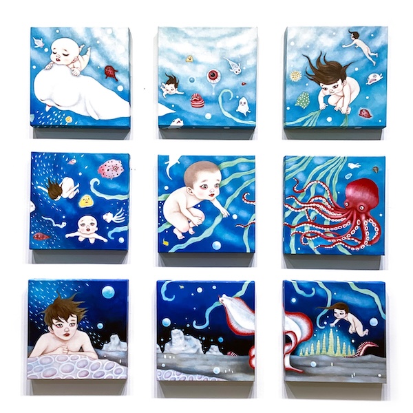 飯田桐子 Kiriko IIDA_Bubbles_2024_油彩  畫布 Oil on Canvas_30 × 30 × 3.5 cm ( 9件為一組 ).jpg